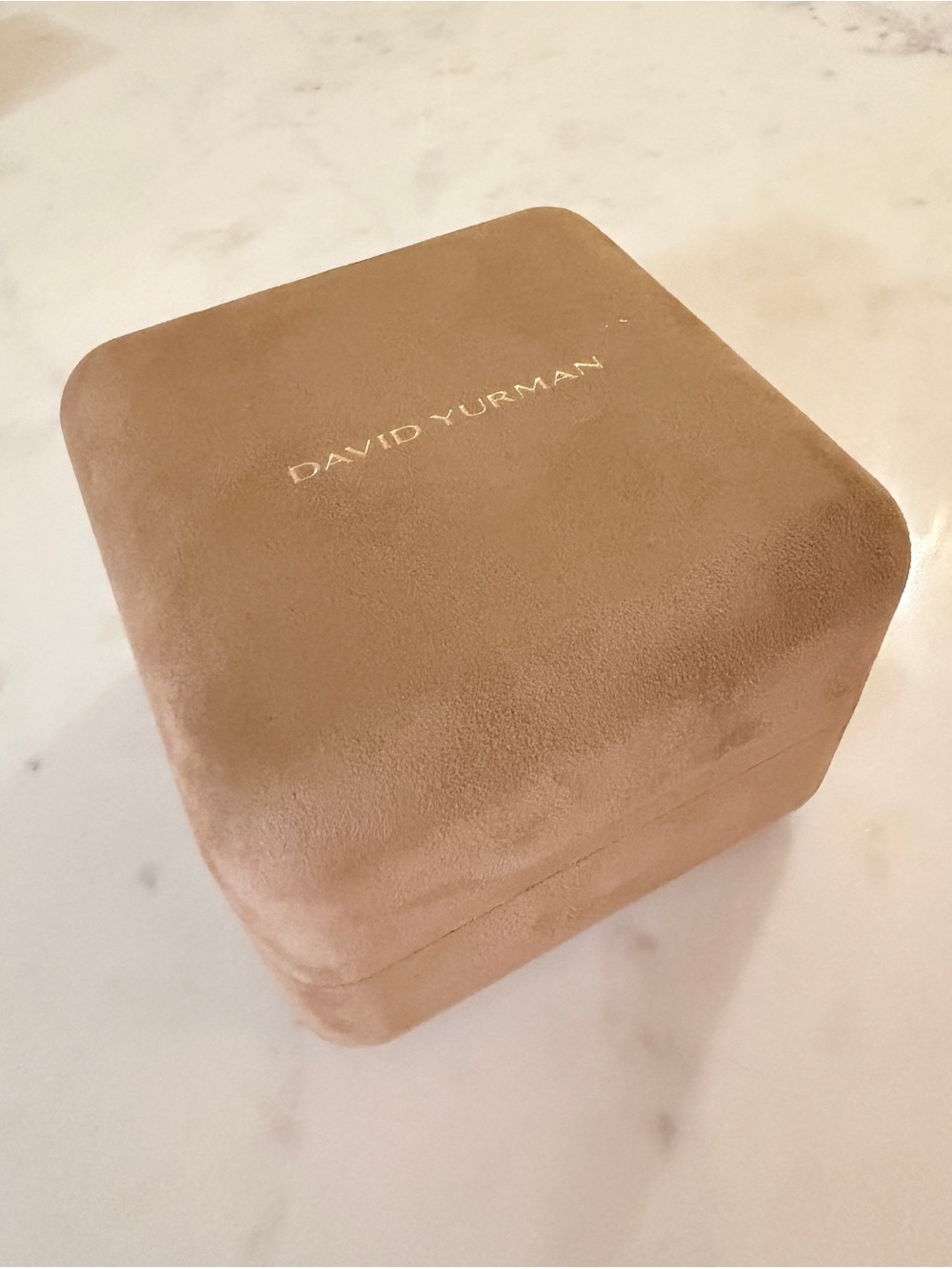 David Yurman Taupe Suede Jewelry Box with Gold Logo